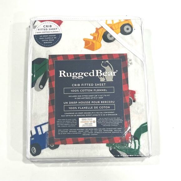 Rugged Butts Multicolor Construction Vehicle 100% cotton flannel Crib Sheet x2 - Picture 2 of 11